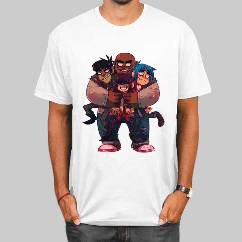 Футболка Gorillaz Rock Band chakahan Noodle Murdoc Russel с круглым вырезом и короткими рукавами