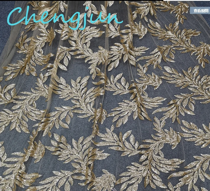 Chengjun новое оригинальное Золотое женское бальное платье Прозрачные топы сексуальное кружевное роскошное свадебное платье с рукавами