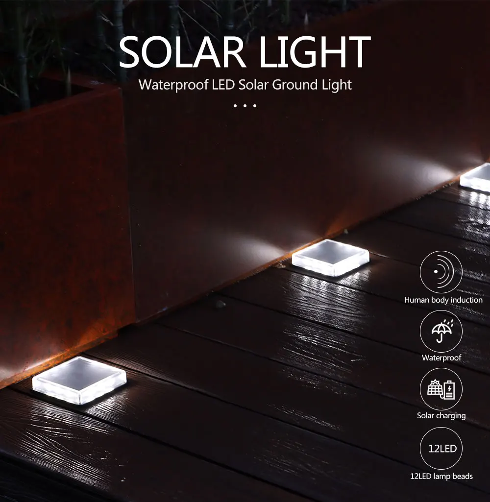 Solar Led Light Outdoor Waterproof Garden underground lamp Outdoor Lawn Waterproof Lighting Driveway Yard Garden Decoration solar pool lights