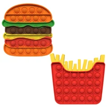 Jouets sensoriels anti Stress en Silicone pour enfants et adultes, Pop Bubble Fidget en forme de Hamburger/frites 