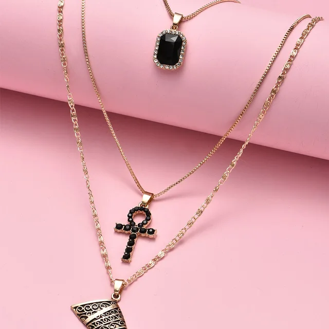 Black Diamond Egypt Multilayer Necklace That Ankh Life Womens Necklaces Jewelry Necklaces