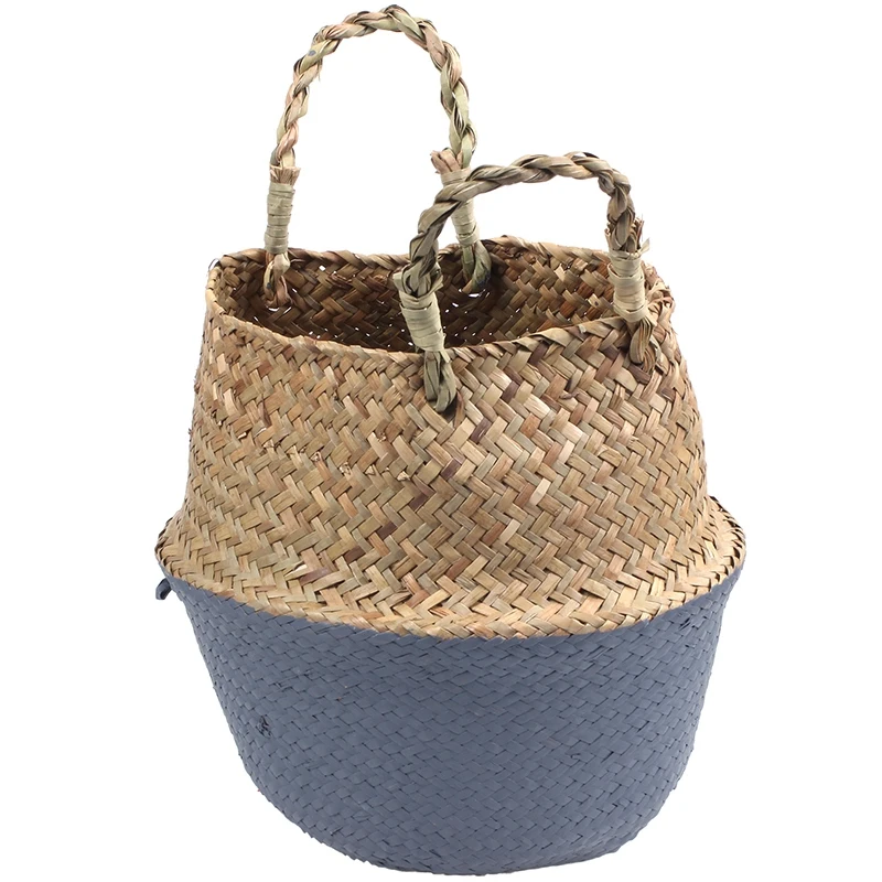 

Rattan Basket Straw Basket Garden Foldable Flower Pot Hanging Wicker Storage Basket Woven Seagrass Basket Rattan Flower Vase Org