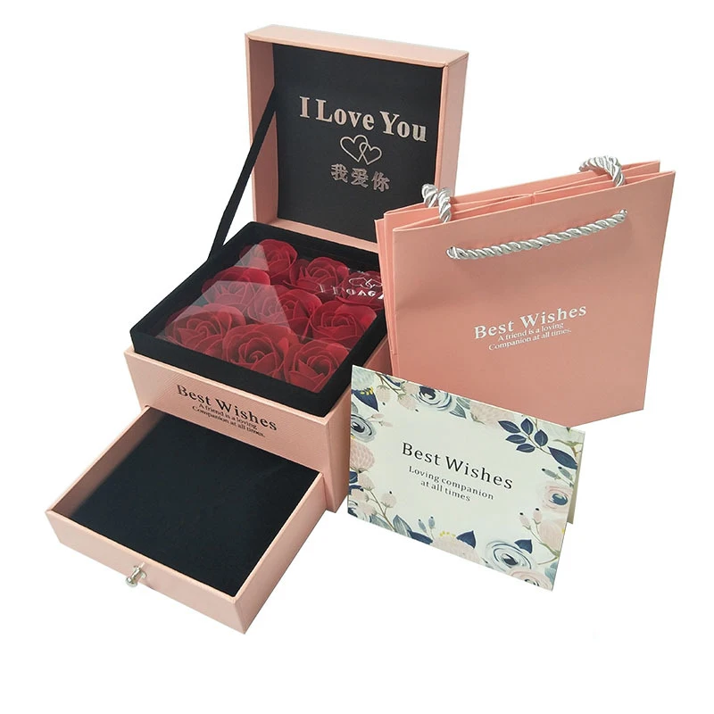 ROSE SPACE Soap Flower Jewelry Gift Box Rose Box Christmas Present Women's Birthday Party Gift for Mom Girlfriend Gifts