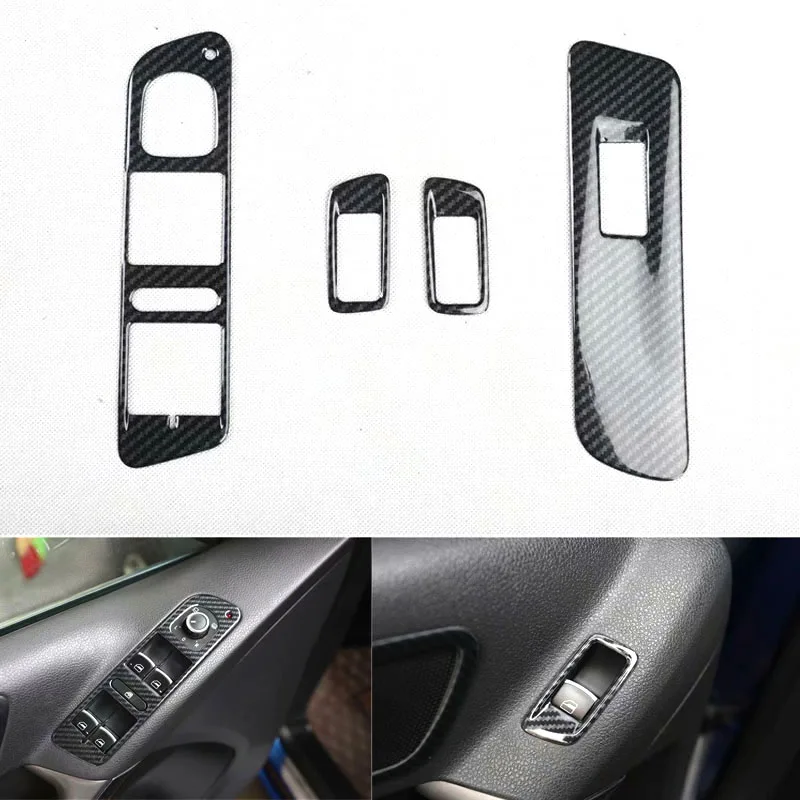 

4Pcs Car Window Lift Switch Cover Stickers Door Armrest Car Trim For Volkswagen Tiguan 2010 2011 2012 LHD ABS Car Accessory