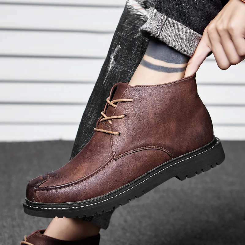 

jh6 Big Size High-Top Men Casual Leather Shoes Brand Mens Fashion Shoes Men Casual Shoes Designer Men Flats Male Leather Shoes