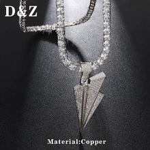 D& Z микро проложили кубического циркония бумажный кулон самолет с теннисной цепочкой для мужчин хип хоп ожерелье шарм ювелирные изделия