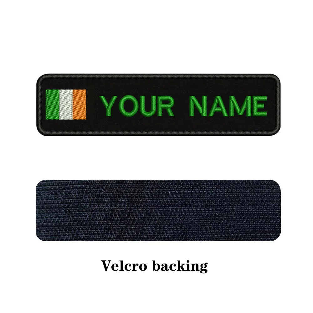 green-Velcro Вышивка На Заказ Флаг Ирландия имя или заплатка с текстом 10 см* 2,5 см значок Утюг на или липучке Подложка для одежды брюки рюкзак шляпа - Цвет: green-Velcro