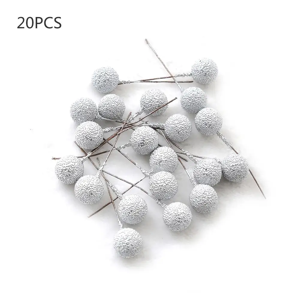 20pcs/pack Small Artificial Flower Fruit Cherry Christmas Plastic Pearl Berries New Year Decor For Wedding Gift Wreaths - Цвет: C