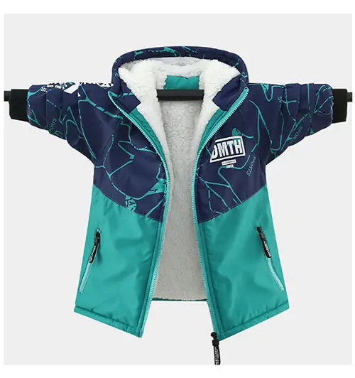 Jaqueta de Poliéster para o Menino Veludo com Capuz Inverno Nova Versão Coreana Manter Quente Engrossar Mais Parka Cabolsa Casual Roupas Infantis 11 Mamãe e Bebê