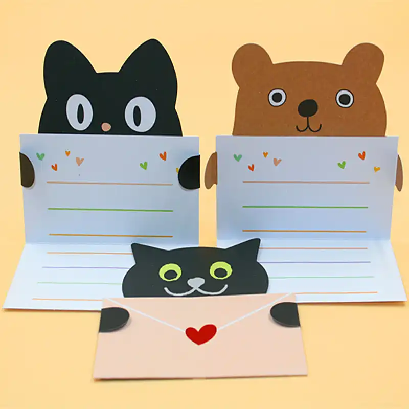 8 шт./пакет конверт с животными открытка надписью Thank Card поздравительная на день