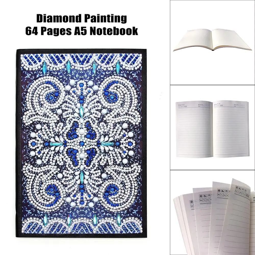 

YOGOTOP Diy Diamond Painting 60 Pages A5 Notebook Journal Embroidery Abstract Round Special Shaped Christmas School Diary Book