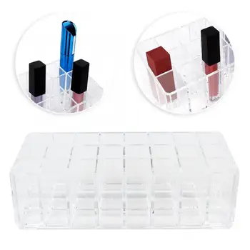 

Transparent 24 Grids Deepened Thickened Lipstick Storage Case Lip Gloss Glaze Holder Organizer nail polish organizer Case