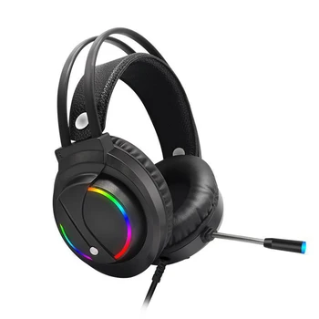 

2m Dual 3.5mm Plug Gaming Headset with Noise Cancelling Microphone LED Light Wired Headphone for Laptop Desktop PC etc