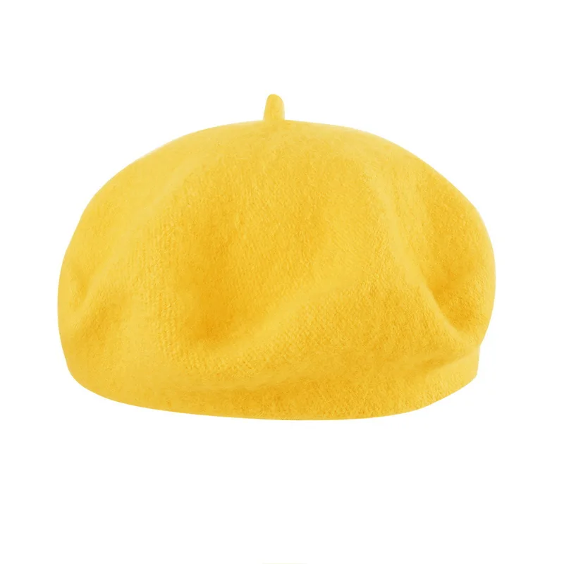 Wenyujh, лидер продаж, Дамский осенне-зимний берет, шапка художника, стиль, женские шерстяные винтажные береты, однотонные кепки, женская шапка для прогулок - Цвет: yellow