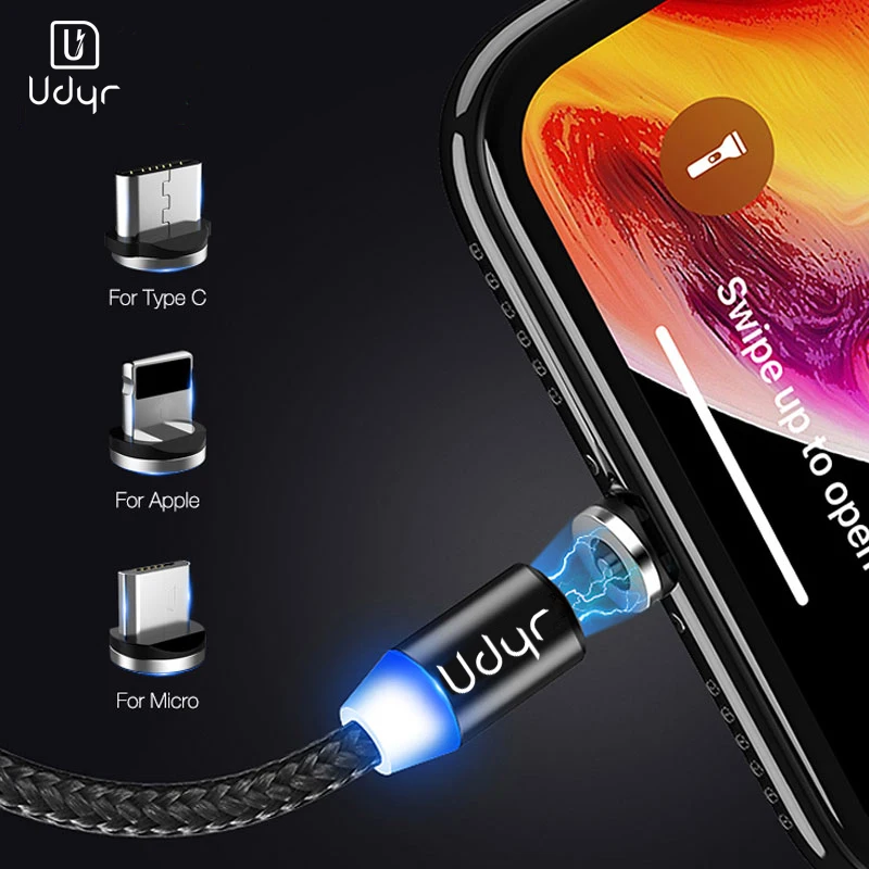 Магнитный кабель Udyr Micro USB Type C для iphone Samsung Android 2 м магнитное зарядное устройство