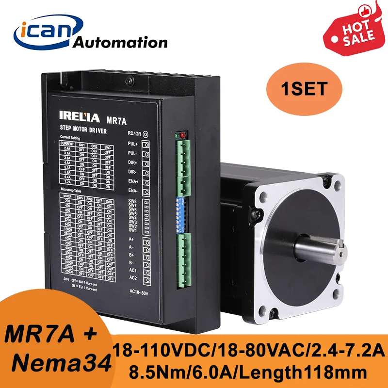 Драйвер шагового двигателя ICAN Arduino Nema34 85H2P11860A4 118 нм 6.0A 2 4 мм MR7A -7.2A 18-80 В переменного
