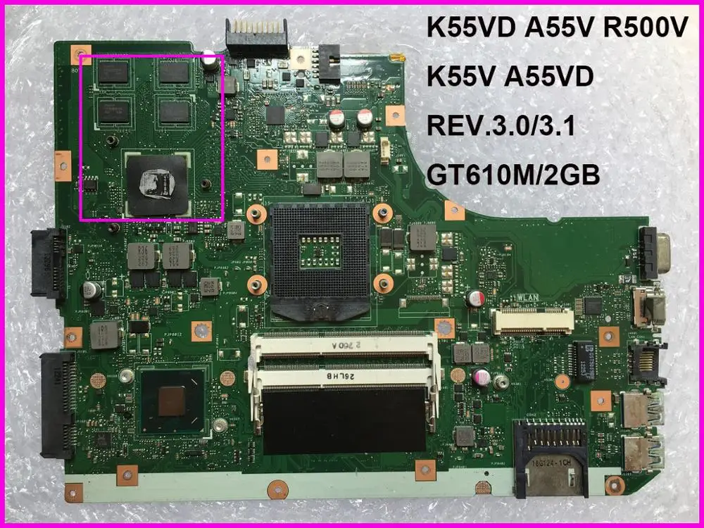 K55VD материнская плата для ноутбука ASUS A55V R500V K55V A55VD Материнская REV.3.0/3 1 GT610M/2 гб
