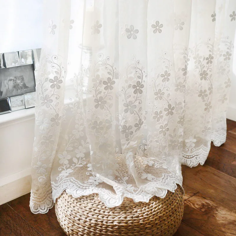 Tiyana Европейский роскошный белый цветок отвесные шторы для гостиной вышитые оконные шторы современный Тюль кухонные шторы HC07Y