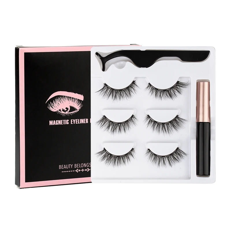Fake eyelashes 1/3/5/10 pairs Magnetic Eyelashes Mink EyeLashes Magnetic Eyeliner Lashes soft false lashes handmade eyelash makeup set
