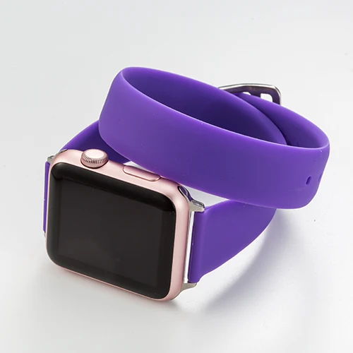 Силиконовый ремешок с двойным кольцом для часов Apple Watch 5 4 44 мм 40 мм модный спортивный ремешок для Iwatch 3 2 1 38 мм 42 мм браслеты - Цвет ремешка: purple