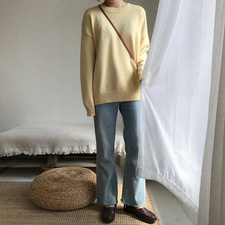 Basic Knit O-Neck Jumpers Women Sweater Casual Loose Winter Long Sleeve Sweater Women Pullovers Streetwear 2 orders