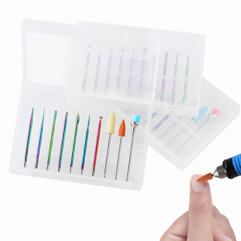 

10pcs Diamond Nail Drill Bit Set Milling Cutter Electric Machine Accessory Nail Files Cutter for Manicure Cuticle Clean Tools