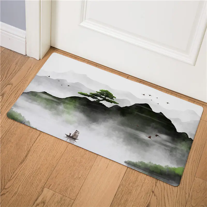 Chinese Landscape Painting Home Doormat Front Door Mat Kitchen Mats Indoor Non-slip Bath Mat Birds and Flower Welcome Floor Mats - Цвет: 12