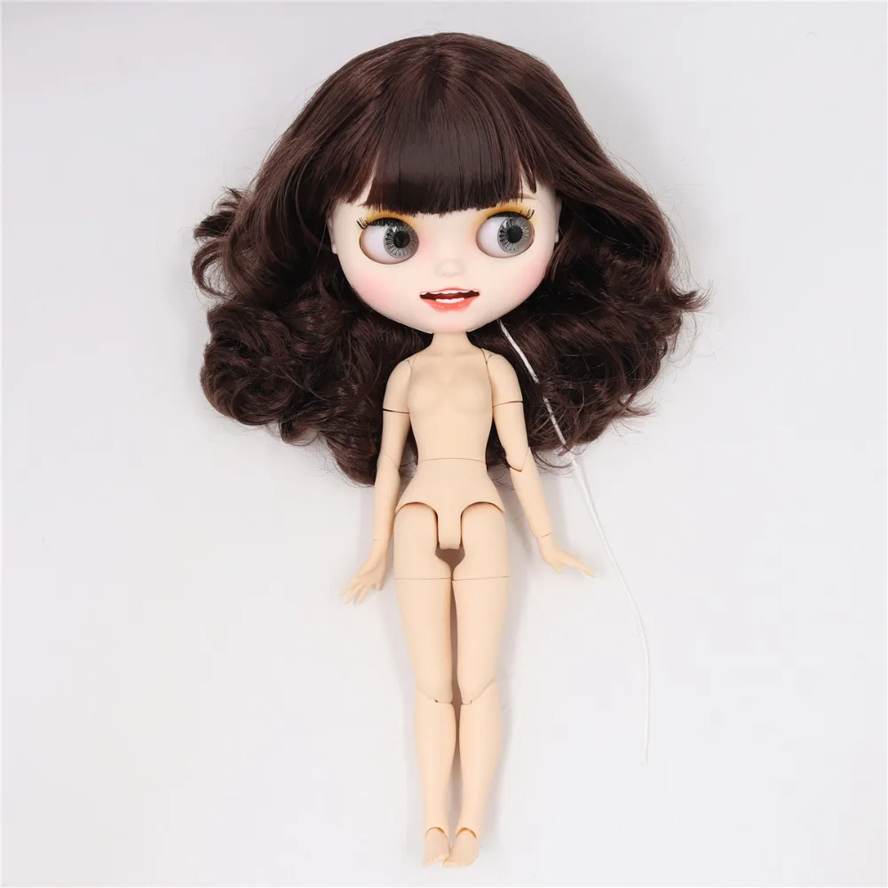 Ледяная фабрика blyth кукла белая кожа шарнир тела пользовательская кукла bjd игрушка матовое лицо каштановые волосы голая кукла 30 см