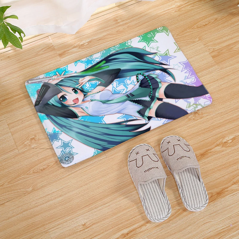 Hatsune Miku Коврик для двери с принтом, коврик для кухни, коврик для двери, коврик для ванной комнаты, нескользящий напольный коврик