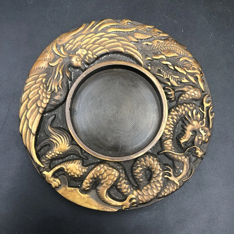 

Bronze Dragon and Phoenix Inkstone, Exquisite home furnishings