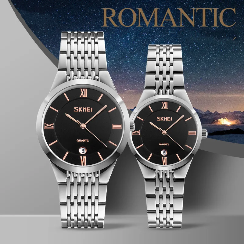 

TurnFinger Fashion Couple Quartz Watch Simple Luxury Elegant Date Waterproof Stainless Steel Belt Holiday Romantic Love Gift