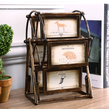 

5 Inch Home Decor Ornament Windmill Combination Standing Photo Frame Unassembled Wedding DIY Ferris Wheel Picture Detachable