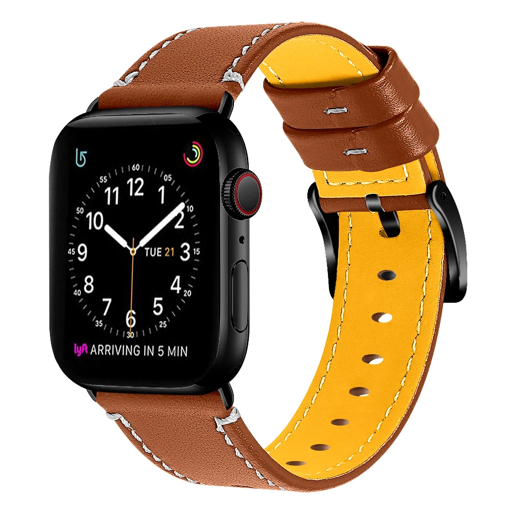 Кожаный ремешок OULUCCI для apple watch 38 мм/40 мм/42 мм/44 мм черный коричневый сменный ремешок для iwatch серии 5/4/3/2/1