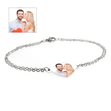 Персонализированные браслет с фото Изображение ювелирные изделия подарок святого Валентина настроить Ваше имя браслет фото на память
