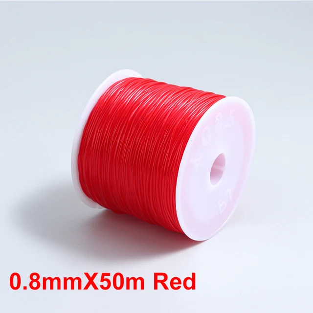 100M Plastic Crystal DIY Beading Stretch Cords Elastic Line Jewelry Making Supply Wire String jeweleri thread String Thread 0.8mmX50m Red