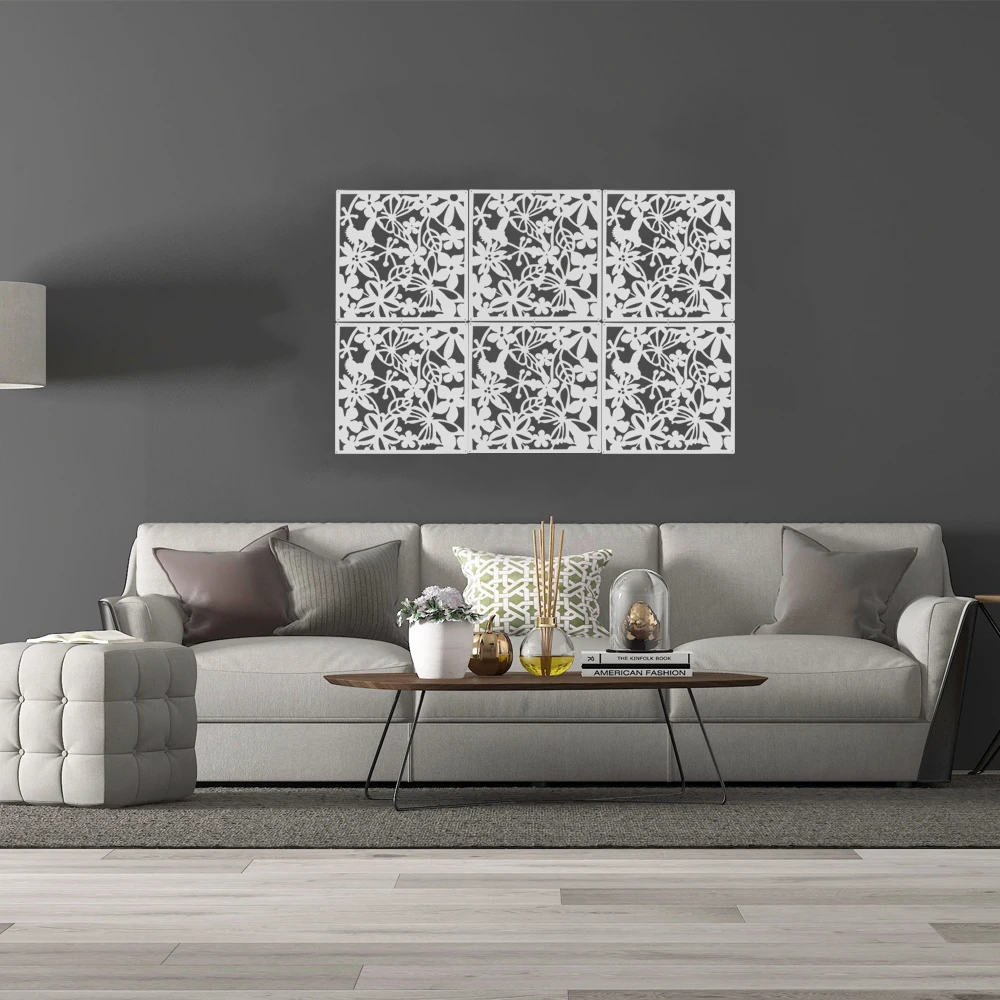 12Pcs Hanging Screen Divider White Wood-Plastic Panels Partition DIY Home Decor 