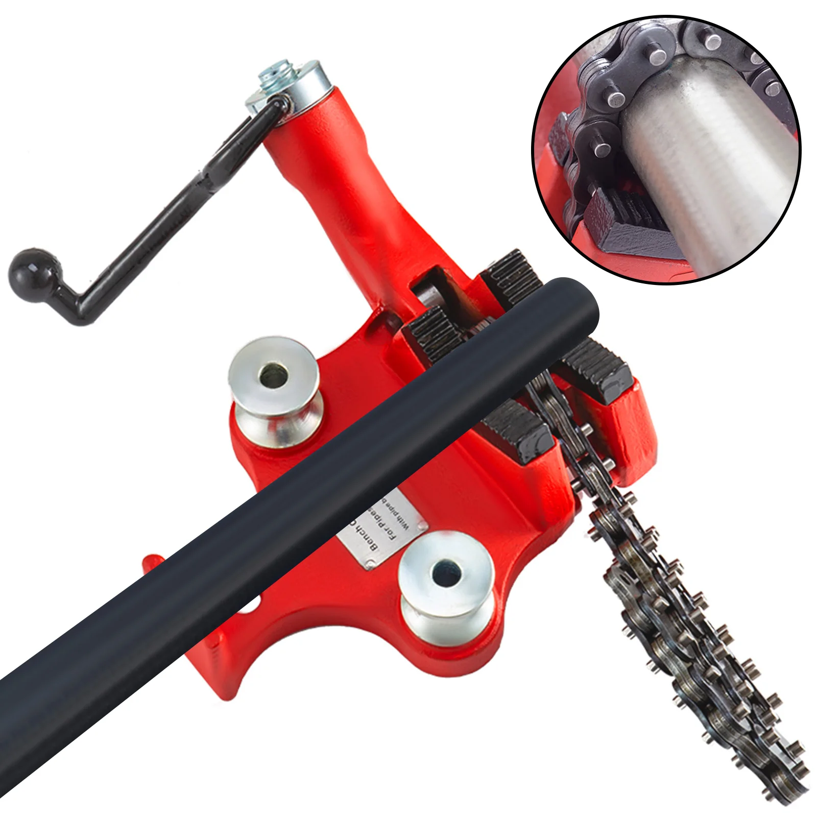 VEVOR 6in Screw Bench Chain Pipe Vise with Cast Iron Base and Crank Handle Manuel Holding Bending Large Plumbing Tool Table Vice 5