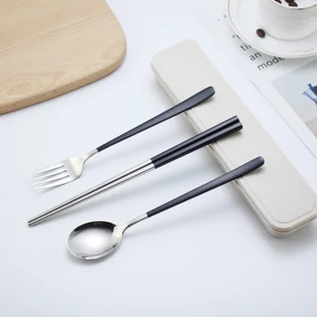 

Luxury Dinner Cutlery Stainless Steel Portable Travel Tableware Dinnerware Set Chopsticks Spoon Fork