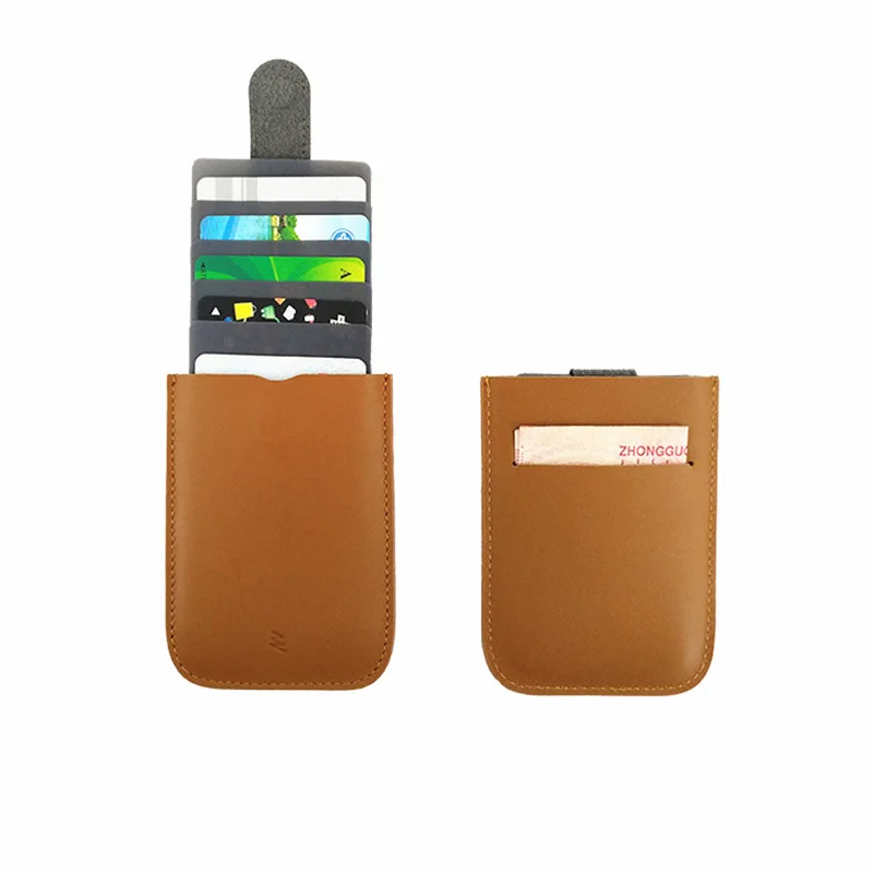 Новое поступление, мини тонкий портативный держатель для карт DAXv2, дизайнерский мужской кредитный держатель для карт, градиентный цвет, 5 карт, короткий кошелек - Цвет: Leather Brown