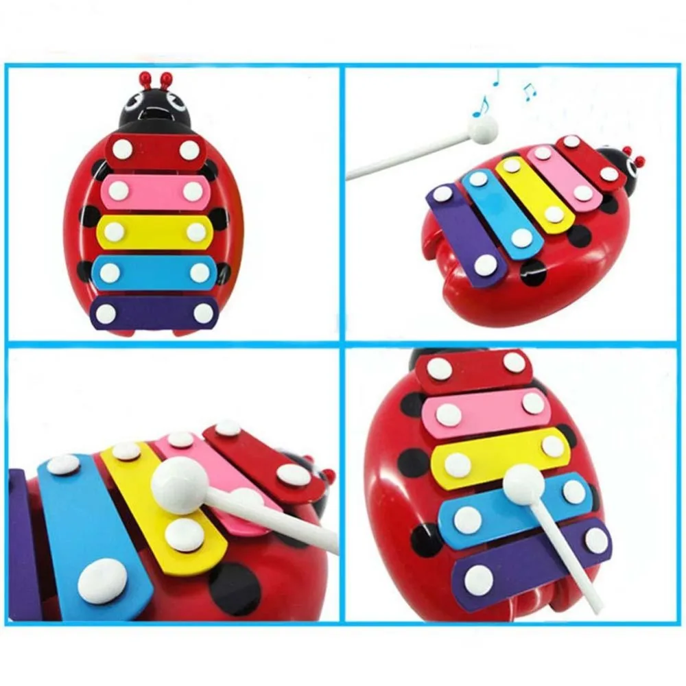 HOT Baby Child Kids 5 Note Xylophone Musical Toys Wisdom Development Beetlet educational musical toys Christmas 4