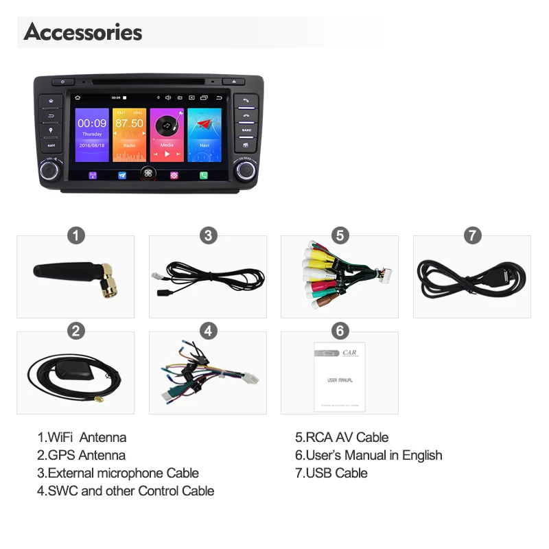 Android 10 Car Radio DVD For Skoda Octavia A7 2009-2015 Multimedia Video Player 8 inch Screen Navigation GPS Carplay USB 2 Din