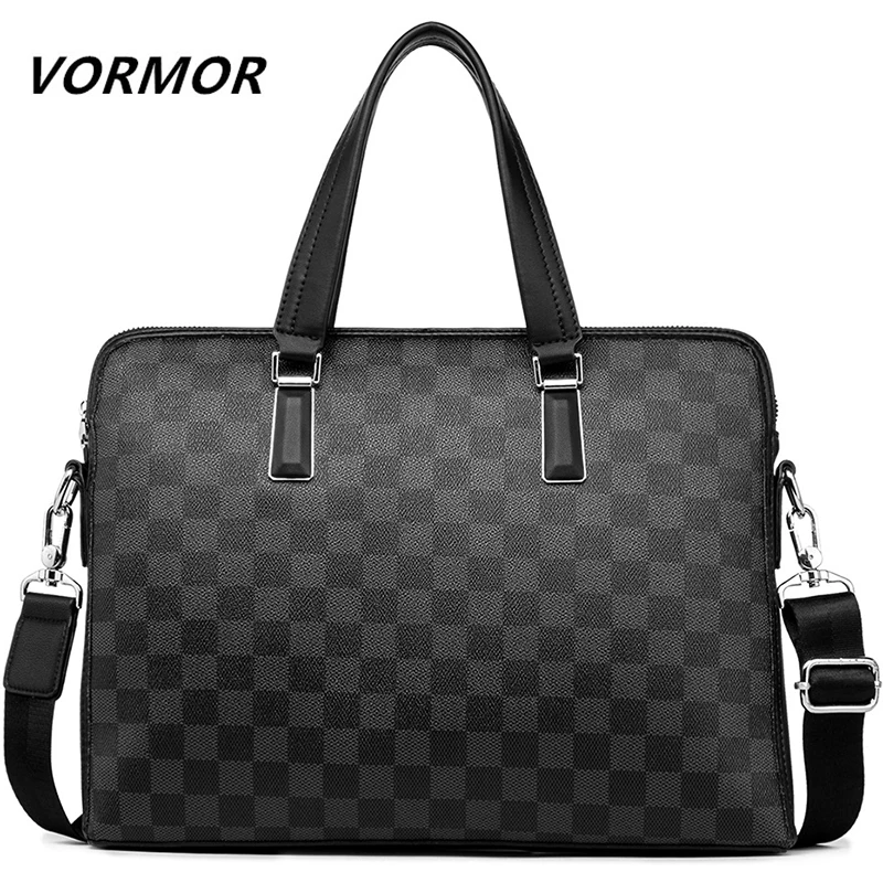 Мужской повседневный портфель VORMOR черный/синий из искусственной кожи на плечо
