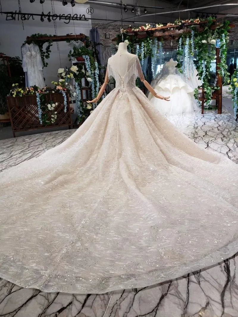 Vestido De Novia Роскошные блестящие Бальные платья для невесты реальные фотографии кружевные свадебные платья с круглым вырезом и открытой спиной