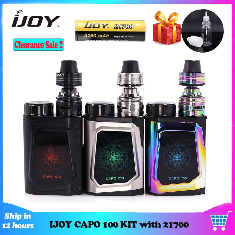 Cleanrance IJOY CAPO 100 Вт Vape комплект с 21700 батареей 3000 мАч TC Box Mod 0 96 дюймов экран 2 мл