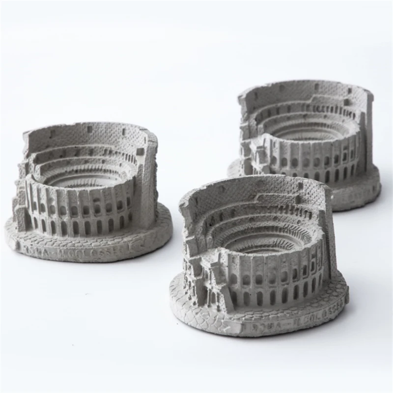 

Cement Fake Miniature Resin Figurines Roman Colosseum Statue Landmark Building Ornament Retro Home Fish Tank Decorations