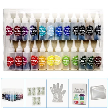 

1 Set Of 24 Colors Tie Dye Kit Vibrant Fabric Textile Permanent Paint Crafts Art Clothes DIY Non-toxic Dyes For Solo Project