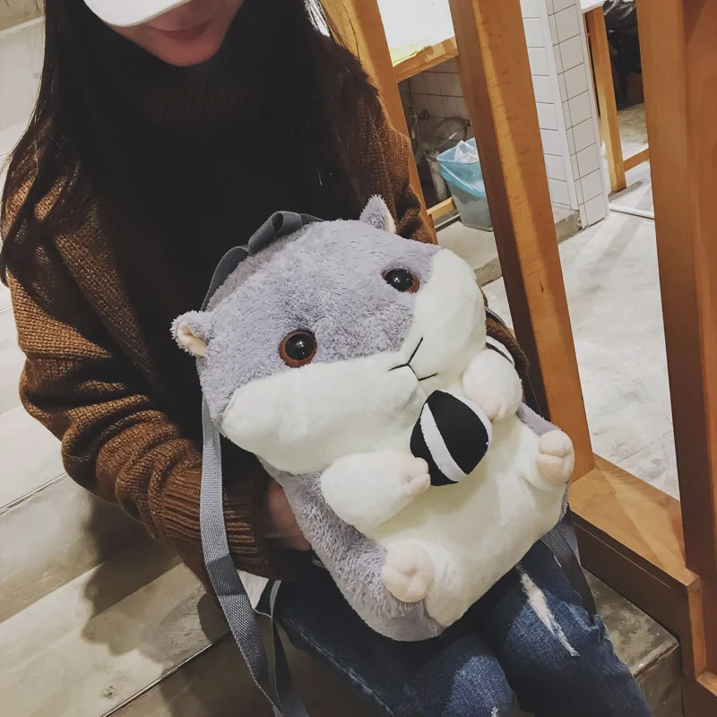 

New Style Cute Squirrel Maomao Bag Hamster Plush Toys Backpack Creative Children Backpack Cartoon Bag Women's