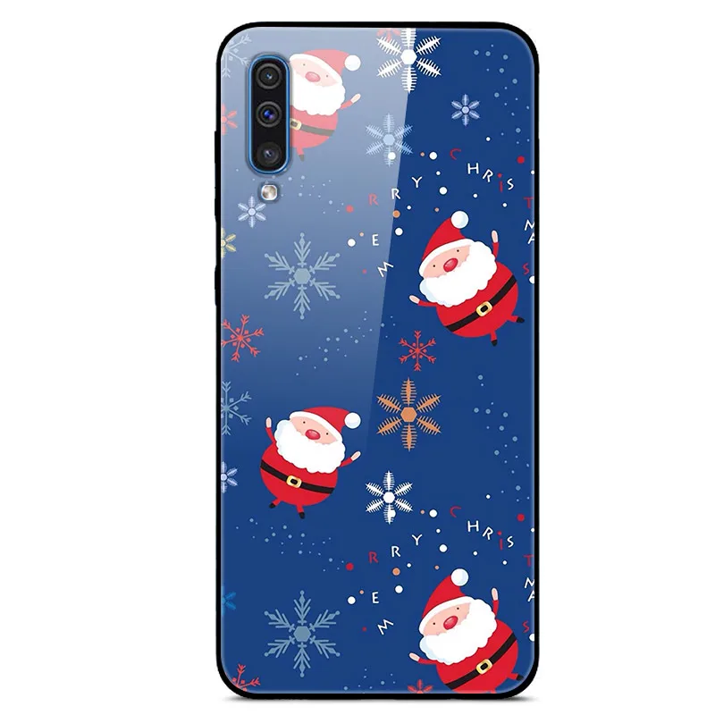 Рождественский чехол для samsung Galaxy A80 A70 A50 A30 A20 A20E A10 A10E закаленное Стекло Твердый переплет для samsung A30S A50S A70S бампер