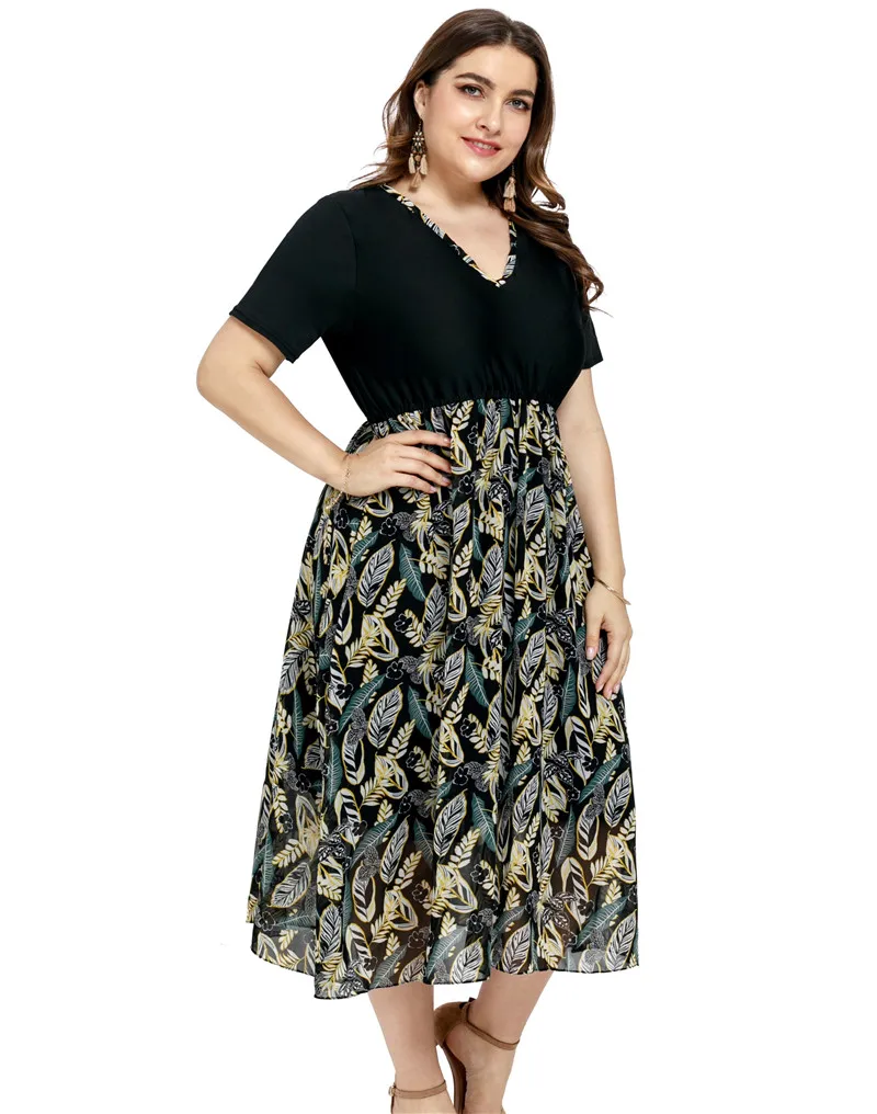 women dress high waist summer dress femme sexy v-neck plus size chiffon dress women long party dress elegant vestidos fw416