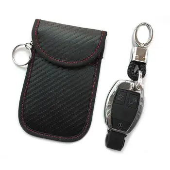 

New Carbon Fiber Pattern RFID Electromagnetic Shielding Key Package Car Key Signal Shielding Bag Car Key Anti-theft Bag Dropship